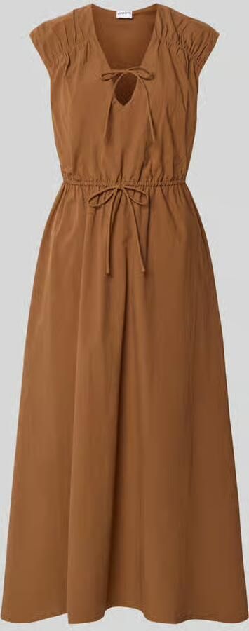 Jake*s Casual midi-jurk met V-hals en vetersluiting