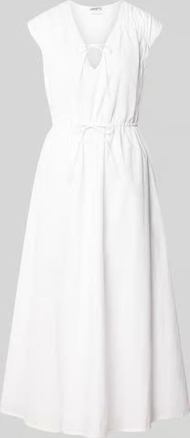 Jake*s Casual midi-jurk met V-hals en vetersluiting