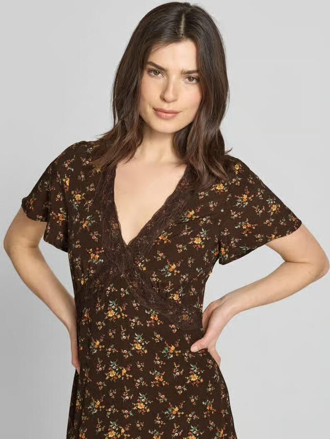 Jake*s Casual midi-jurk van viscose met bloemmotief