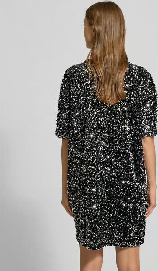 Jake*s Casual Mini-jurk met pailletten en ronde hals