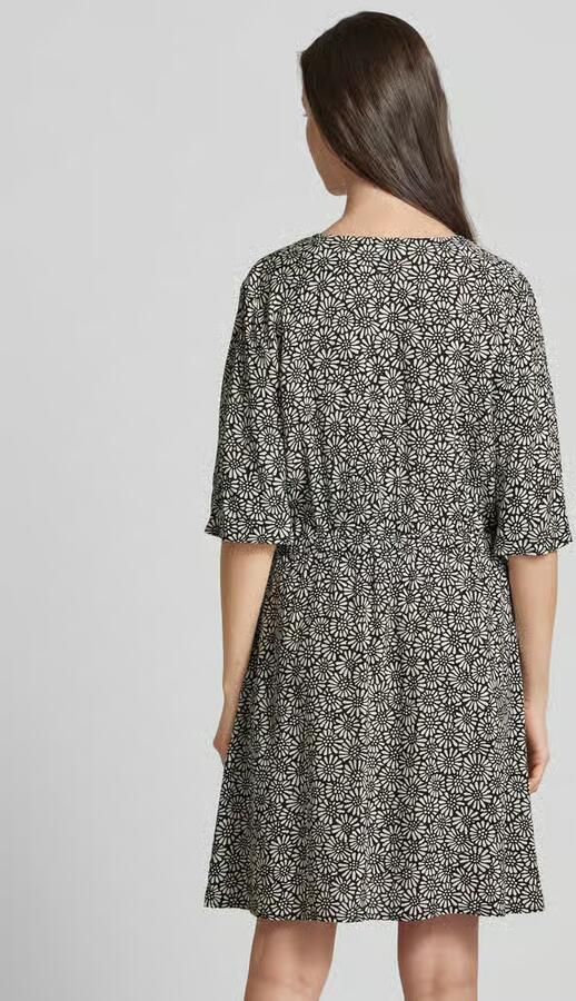 Jake*s Casual Mini-jurk van viscose met bloemenmotief en V-hals