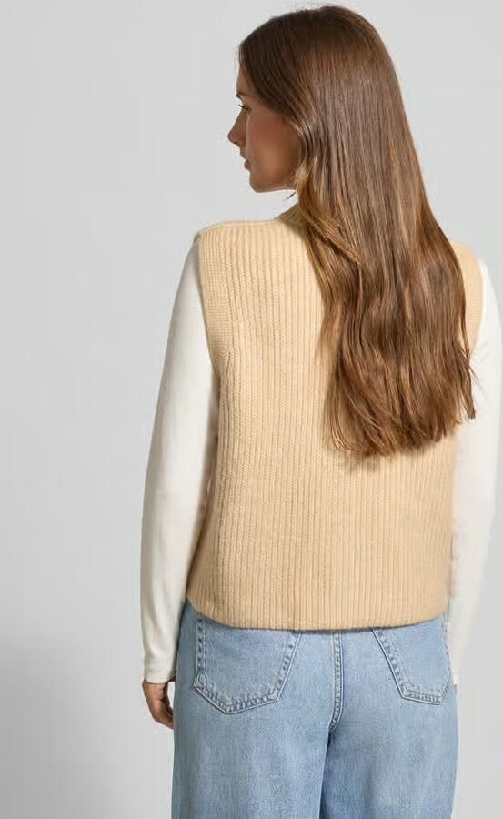 Jake*s Casual Mouwloos vest met wol en knoopsluiting