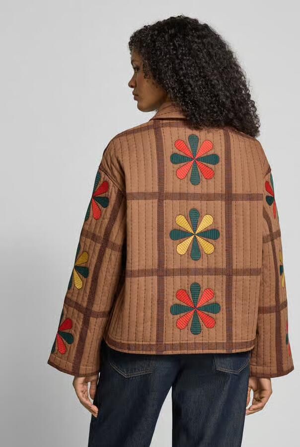 Jake*s Casual Overhemdjack in Patchworklook met platte kraag