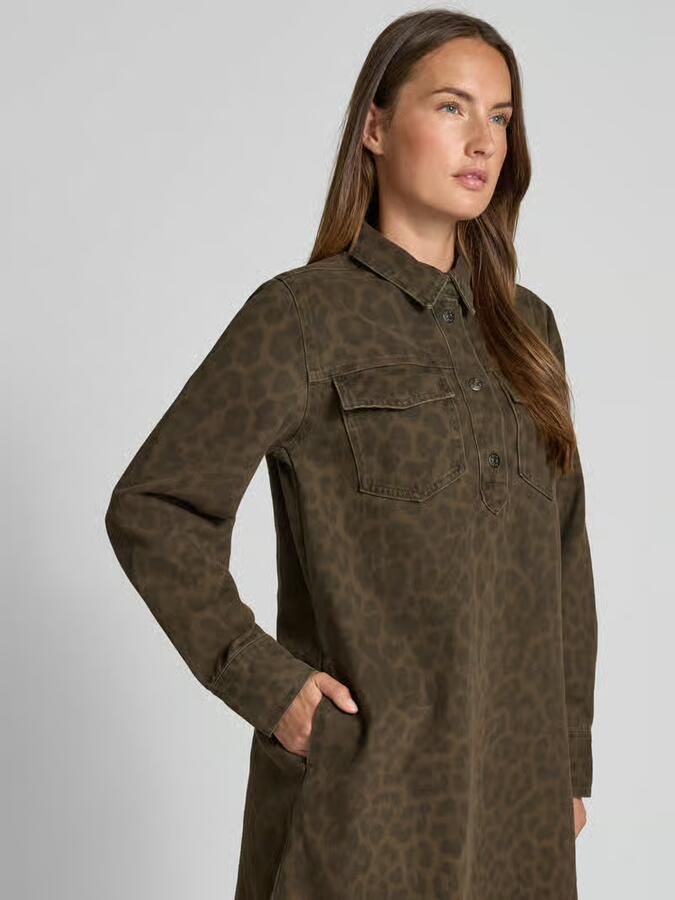 Jake*s Casual Overhemdjurk in luipaardlook met borstzakken