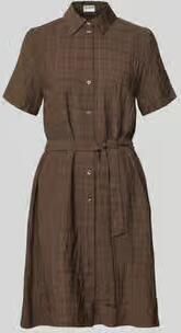 Jake*s Casual Overhemdjurk van mix van viscose en lyocell met strikceintuur