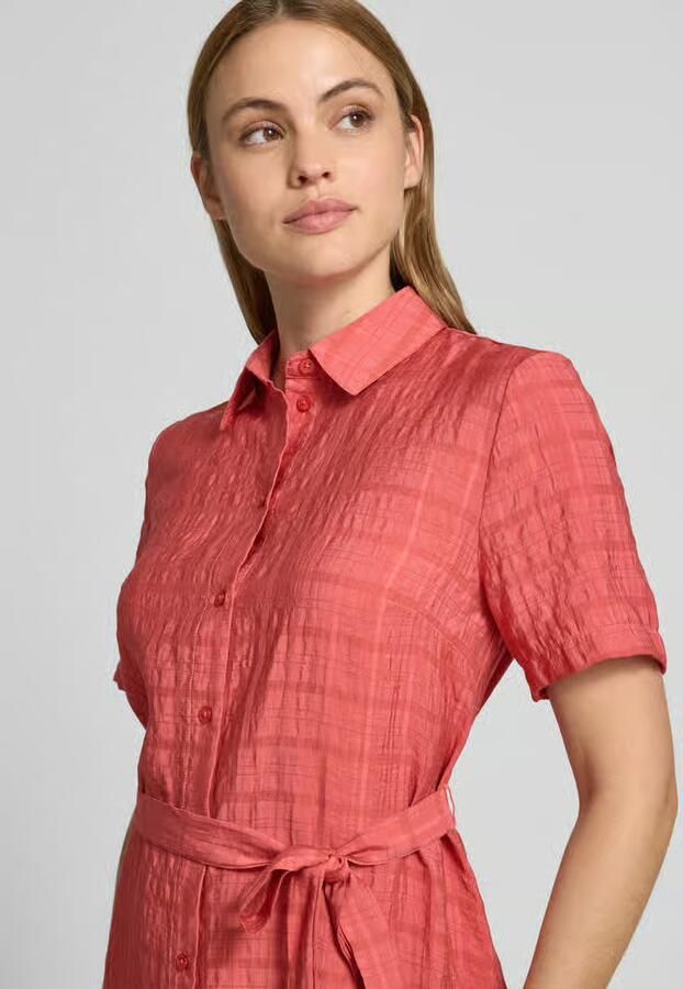 Jake*s Casual Overhemdjurk van mix van viscose en lyocell met strikceintuur