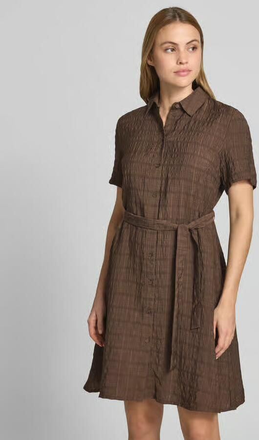 Jake*s Casual Overhemdjurk van mix van viscose en lyocell met strikceintuur - Foto 2