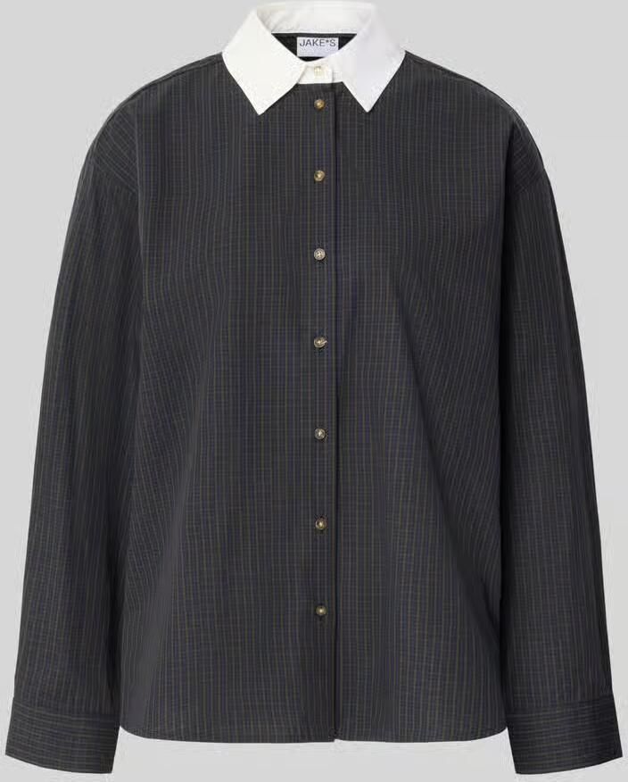 Jake*s Casual Oversized blouse met lange mouwen van puur katoen