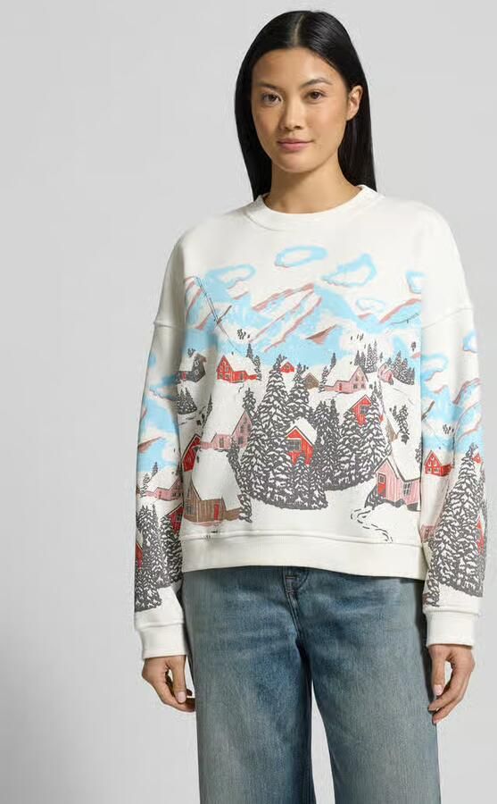 Jake*s Casual Oversized sweatshirt met geribde boorden - Foto 4