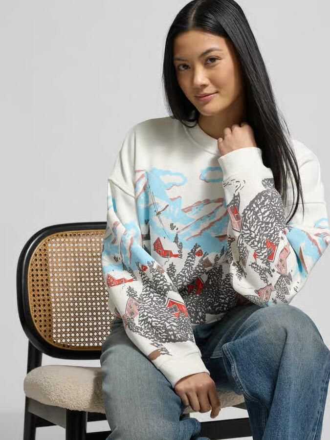 Jake*s Casual Oversized sweatshirt met geribde boorden