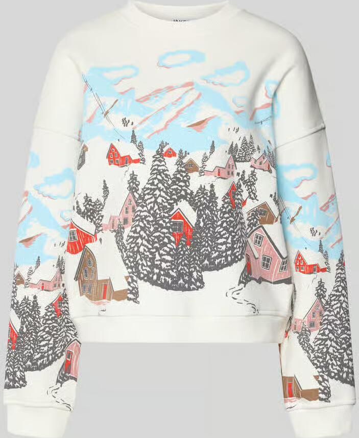 Jake*s Casual Oversized sweatshirt met geribde boorden - Foto 2