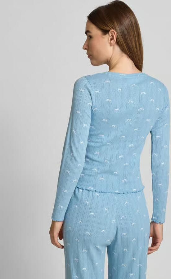 Jake*s Casual Pyjamabovendeel met ajourpatroon