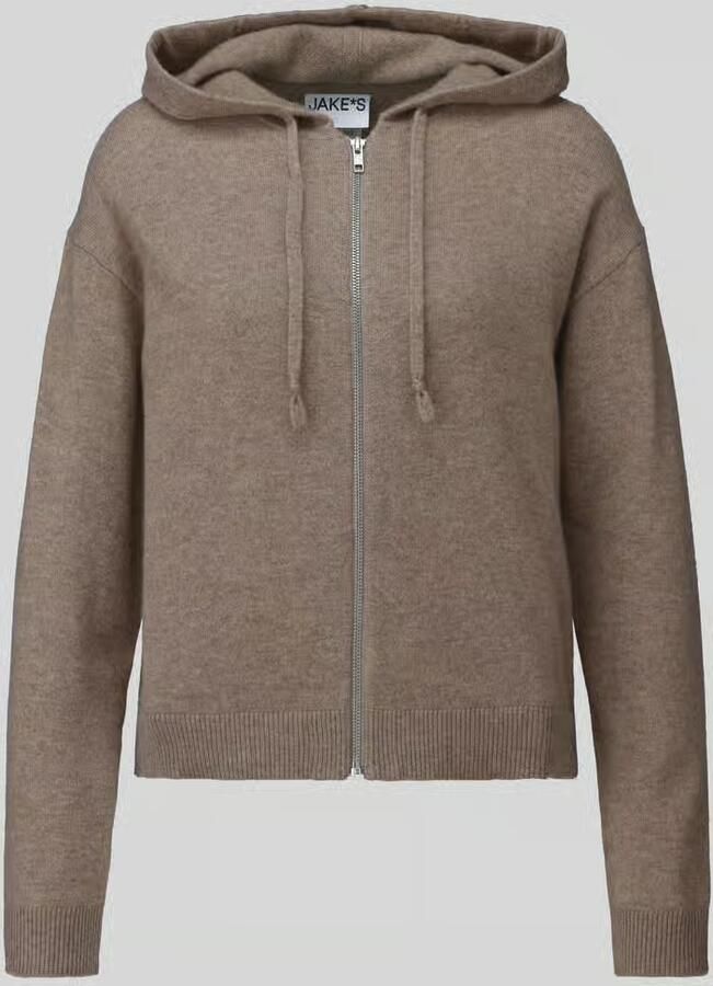 Jake*s Casual Regular fit gebreid jack van puur kasjmier