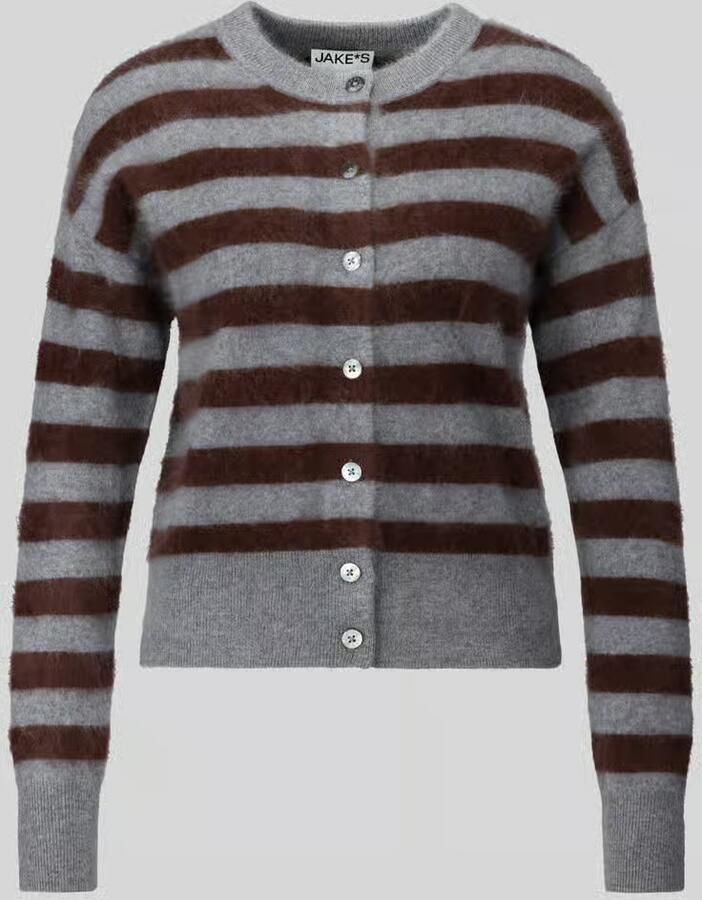 Jake*s Casual Regular fit gebreid jack van puur kasjmier