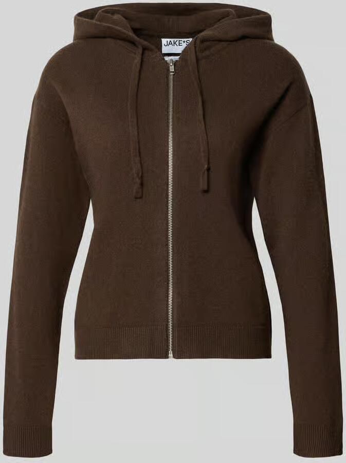 Jake*s Casual Regular fit gebreid jack van puur kasjmier