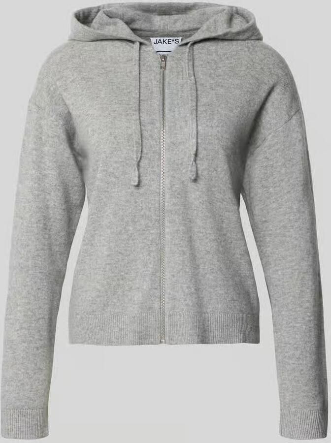Jake*s Casual Regular fit gebreid jack van puur kasjmier