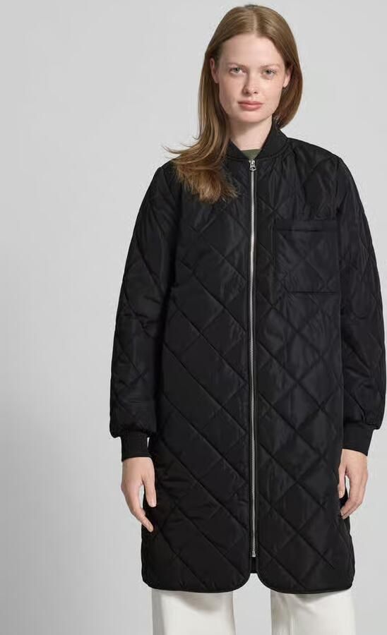 Jake*s Casual Regular fit gewatteerde lange jas met opstaande kraag