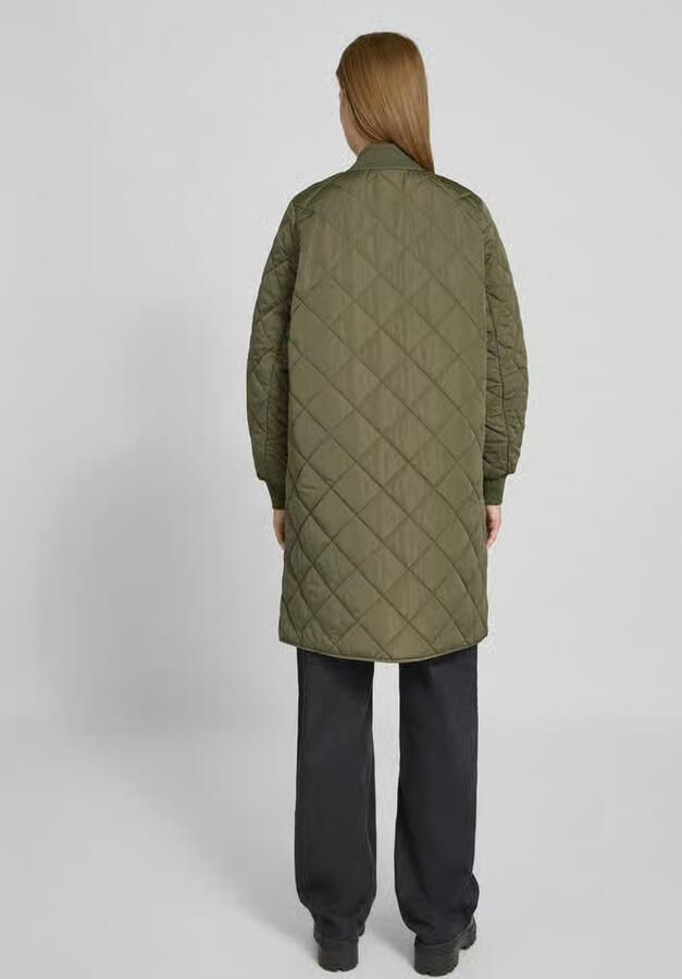 Jake*s Casual Regular fit gewatteerde lange jas met opstaande kraag