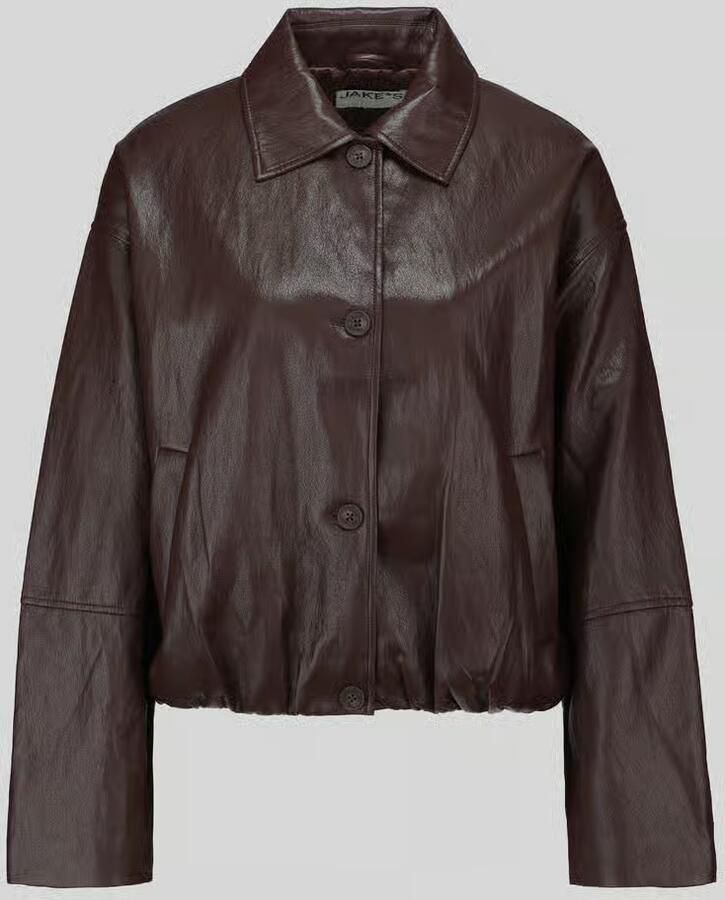 Jake*s Casual Regular fit kunstleren jack met overgeslagen schouders