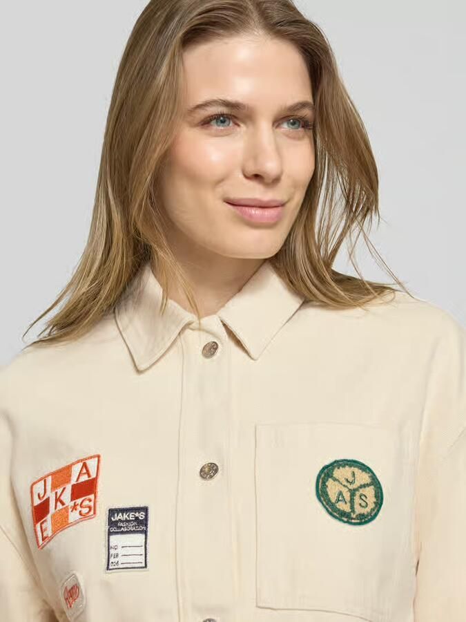 Jake*s Casual Regular fit overhemdjack met motief-patches