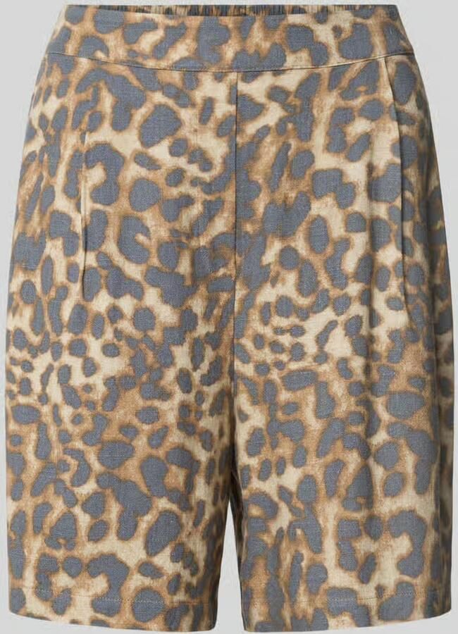 Jake*s Casual regular fit shorts van viscosemix met all-over dierenprint - Foto 2