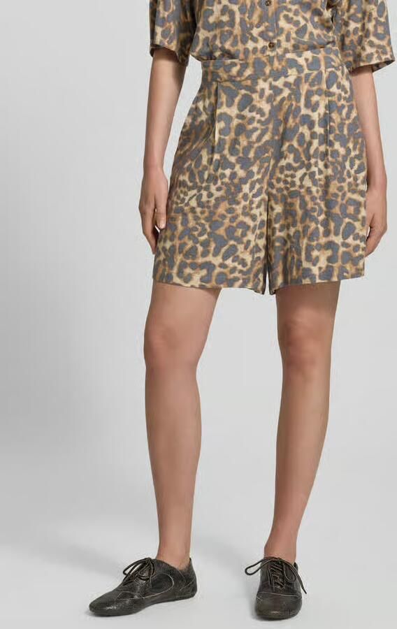 Jake*s Casual regular fit shorts van viscosemix met all-over dierenprint - Foto 3