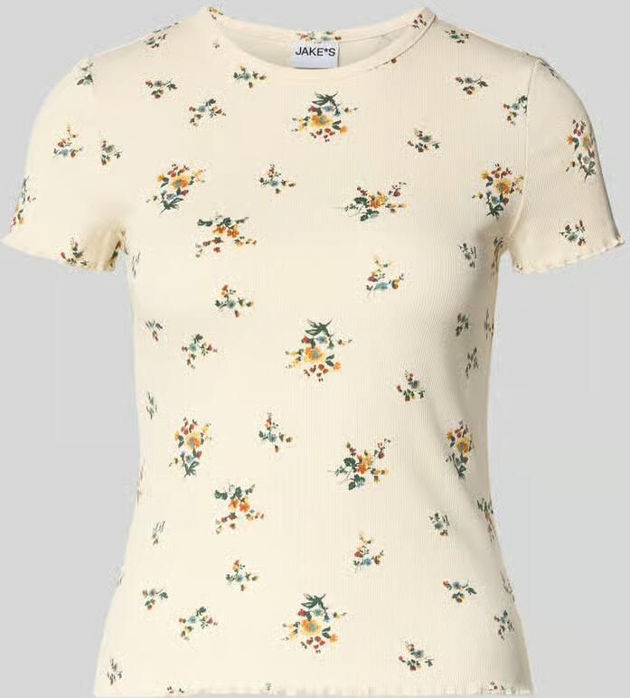 Jake*s Casual regular fit t-shirt met all-over bloemenmotief - Foto 2