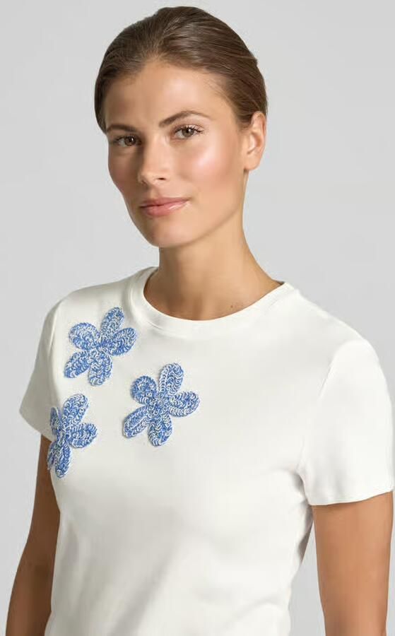 Jake*s Casual regular fit T-shirt met florale siergarnering