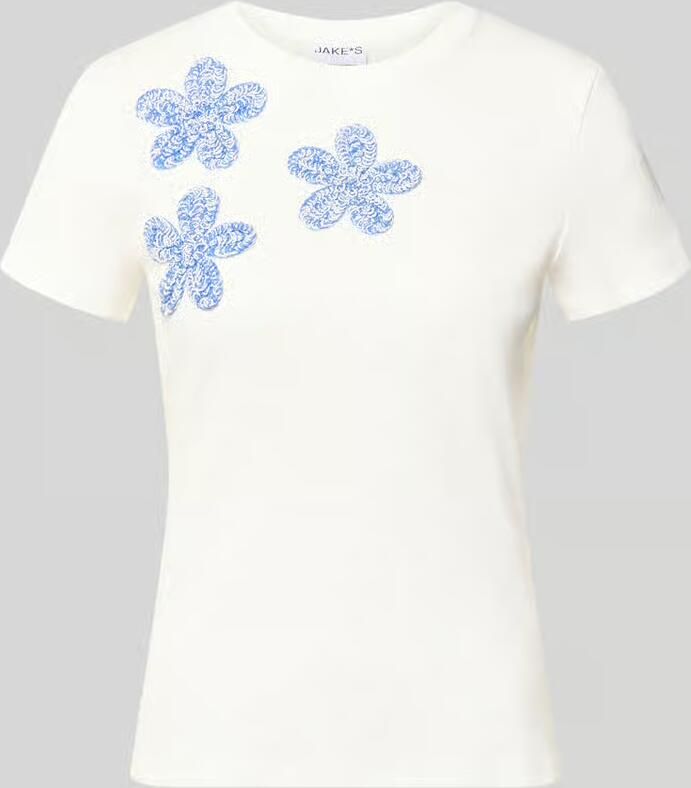 Jake*s Casual regular fit T-shirt met florale siergarnering - Foto 2