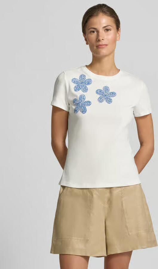 Jake*s Casual regular fit T-shirt met florale siergarnering - Foto 3