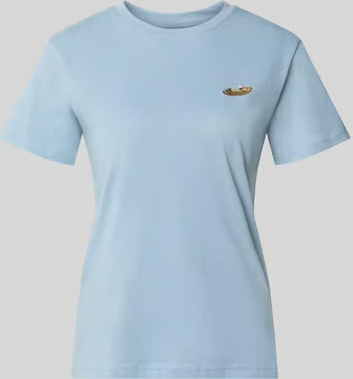 Jake*s Casual T-shirt met stitching en ronde hals