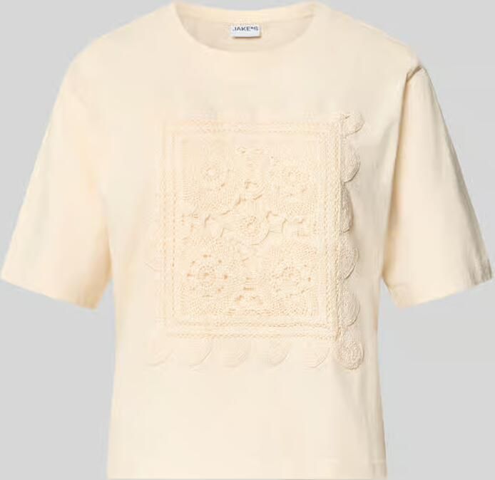 Jake*s Casual Regular fit t-shirt van puur katoen model 'T066-BFCrochet'