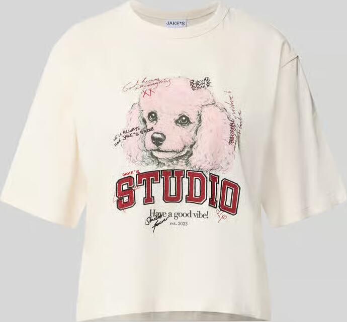 Jake*s Casual Regular fit t-shirt van puur katoen model 'T086'