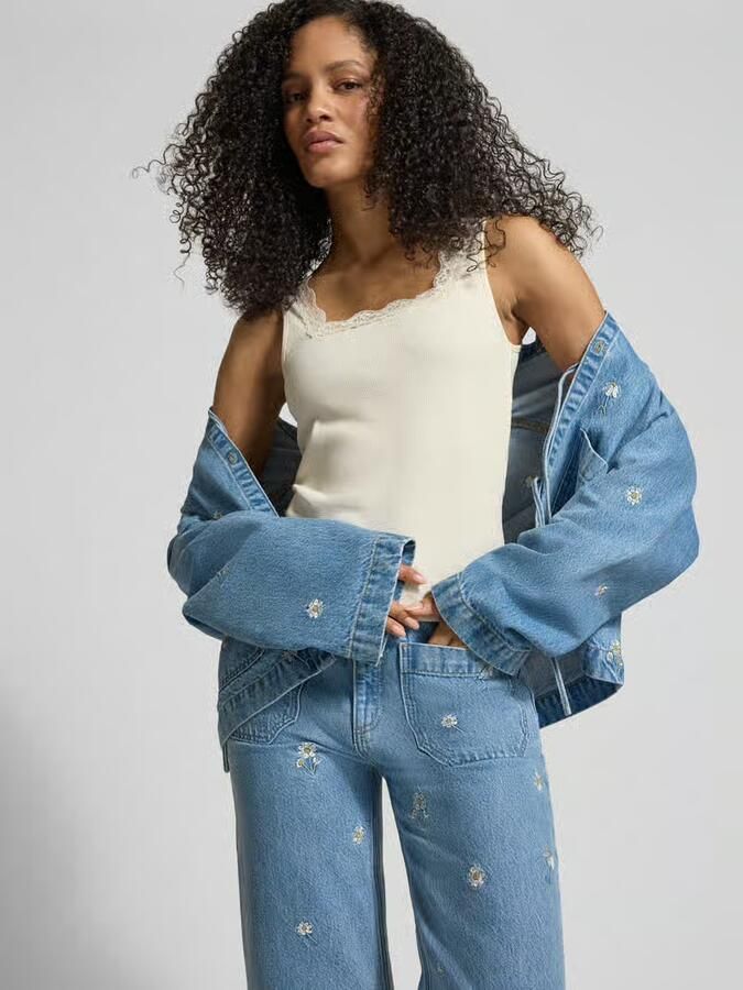 Jake*s Casual Regular fit top met kant