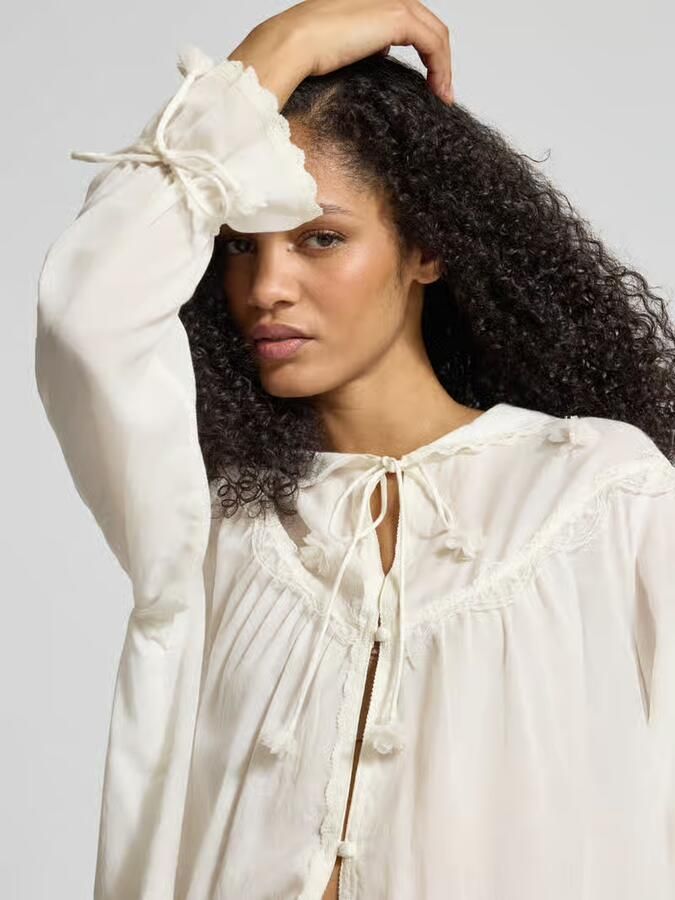 Jake*s Casual relaxed fit blouse met kant en rijgveter
