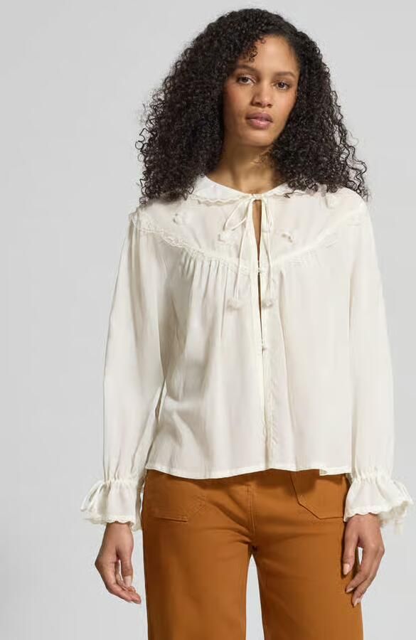 Jake*s Casual relaxed fit blouse met kant en rijgveter - Foto 2