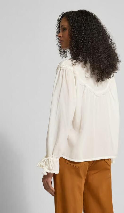 Jake*s Casual relaxed fit blouse met kant en rijgveter - Foto 3