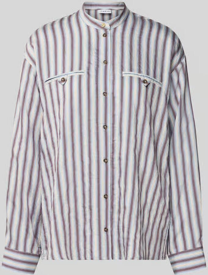 Jake*s Casual relaxed fit blouse met lange mouwen van viscosemix