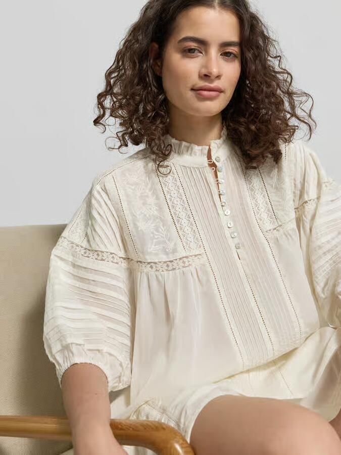 Jake*s Casual relaxed fit blouse met stitchings en draperieën