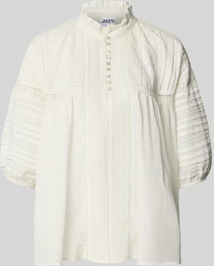 Jake*s Casual relaxed fit blouse met stitchings en draperieën - Foto 2