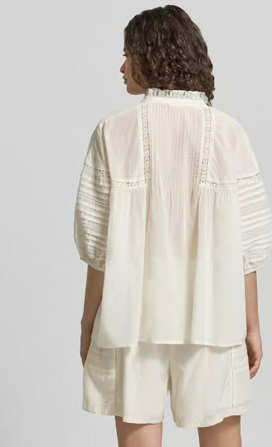 Jake*s Casual relaxed fit blouse met stitchings en draperieën - Foto 3