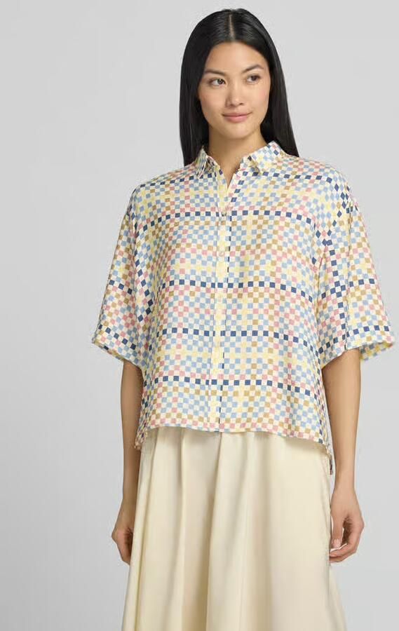 Jake*s Casual relaxed fit blouse van viscosemix in all-over look - Foto 4