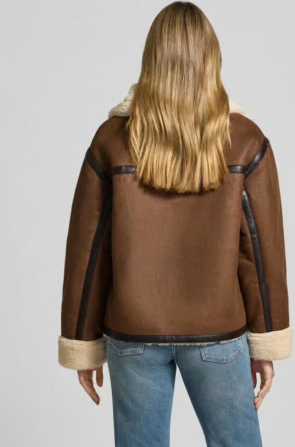 Jake*s Casual Relaxed fit jack met tweewegsritssluiting en imitatiebont
