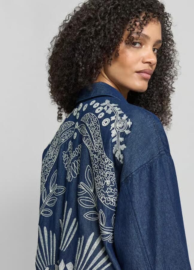 Jake*s Casual Relaxed fit jeansblouse van katoen