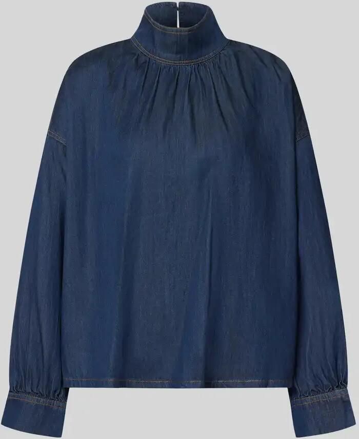Jake*s Casual relaxed fit jeansblouse van mix van katoen en lyocell
