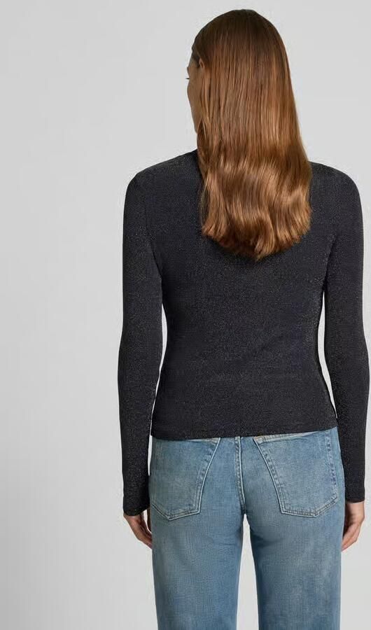 Jake*s Casual Shirt met lange mouwen en geribde ronde hals