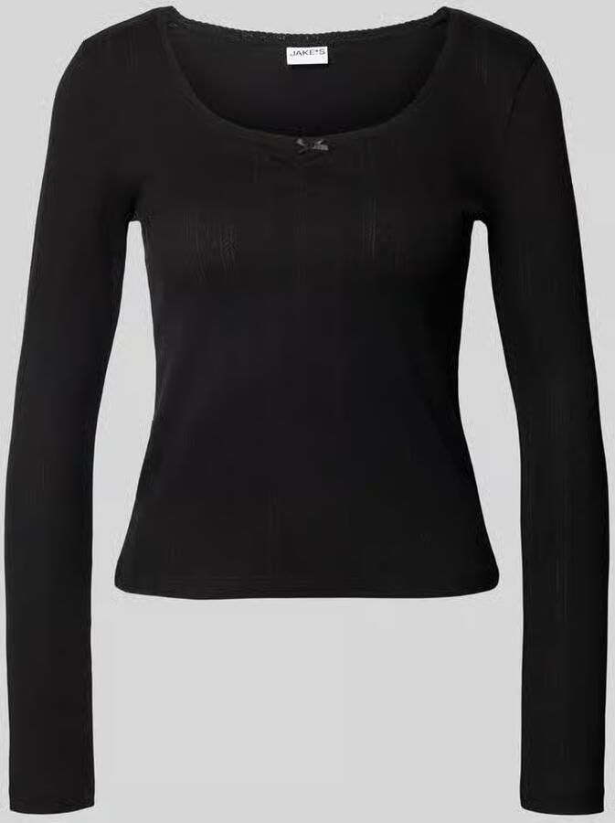 Jake*s Casual Shirt met lange mouwen met ribstructuur