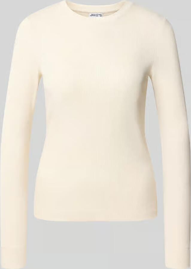 Jake*s Casual Shirt met lange mouwen met ribstructuur