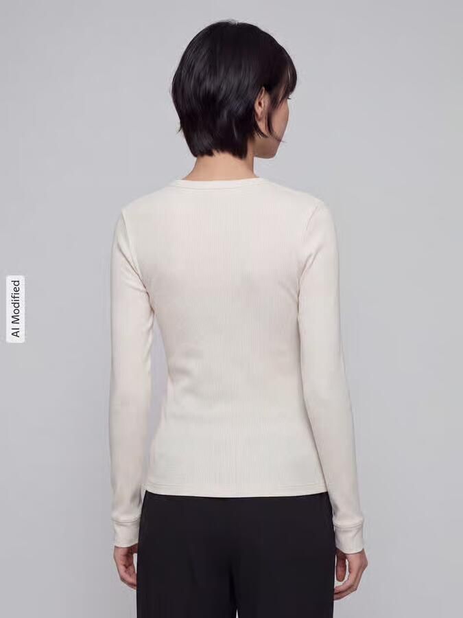 Jake*s Casual Shirt met lange mouwen met ribstructuur - Foto 3