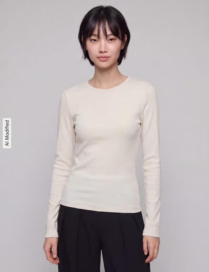 Jake*s Casual Shirt met lange mouwen met ribstructuur - Foto 2